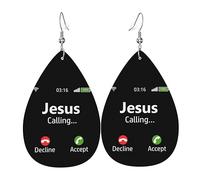 Teardrop Leather Earring Jesus Is Calling Christianty Tear Drop Earring Lightweight Teardrop Dangle Earrings Women For Anniversary Party 2 Pairs