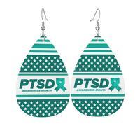 Teardrop Leather Earring June Is Ptsd Awareness Month Teardrop Dangle Earrings Ornament Tear Drop Earring Fashion For Birthday Anniversary Party