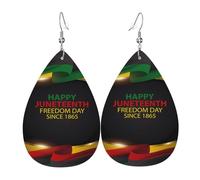 Teardrop Leather Earring June Teenth African Of American Freedom Black History June 19 Hookearrings Fashion Tear Drop Earring Ornament For Anniversary Wife Birthday Daily Wear