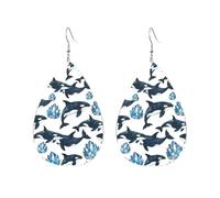 Teardrop Leather Earring Killer Whale Tear Drop Earring Women Teardrop Dangle Earrings Lightweight For Party Anniversary 2 Pairs