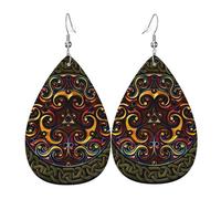 Teardrop Leather Earring Knotwork Ring And Spirals Hookearrings Ornament Drop Leather Earrings Trendy For Daily Wear For Birthday For Women Girls