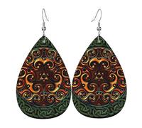 Teardrop Leather Earring Knotwork Ring And Spirals Tear Drop Earring Lightweight Hookearrings Trendy For Party For Women Girls For Birthday