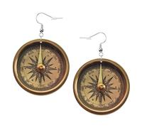 Teardrop Leather Earring Law Of The Compass Navigation Print Lightweight Tear Drop Earring Trendy For Daily Wear Party For Birthday