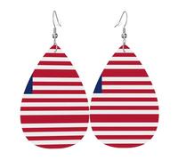 Teardrop Leather Earring Liberian Flag Printed Teardrop Dangle Earrings Ornament Drop Leather Earrings Trendy For Anniversary For Women Girls Party