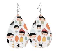Teardrop Leather Earring Little People Image Drawing Pattern Hookearrings Fashion Teardrop Dangle Earrings Trendy For Anniversary For Women Girls For Birthday
