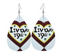 Teardrop Leather Earring Love Confessions Printed Hookearrings Women Drop Leather Earrings Stylish And Beautiful For Party Anniversary Wife Birthday