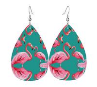 Teardrop Leather Earring Lovely Pink Flamingos Pattern Hookearrings Trendy Drop Leather Earrings Ornament For Wife Birthday For Birthday Anniversary