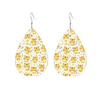 Teardrop Leather Earring Lovely Tigers And Flowers Drop Leather Earrings Trendy Hookearrings Ornament For Anniversary Party 2 Pairs