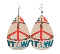 Teardrop Leather Earring Make Love Not War 1960S Tear Drop Earring Stylish And Beautiful Teardrop Dangle Earrings Lightweight For Daily Wear Wife Birthday Party
