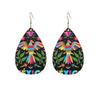 Teardrop Leather Earring Mexican Traditional Textile Style Tear Drop Earring Lightweight Hookearrings Trendy For Daily Wear For Birthday Wife Birthday