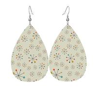 Teardrop Leather Earring Mid Century Fifties Modern Atom Retro Drop Leather Earrings Lightweight Teardrop Dangle Earrings Trendy For Women Girls Party