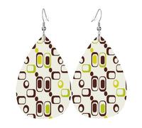 Teardrop Leather Earring Mid Century Fifties Modern Atom Retro Hookearrings Fashion Teardrop Dangle Earrings Ornament For Wife Birthday Anniversary Party