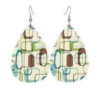 Teardrop Leather Earring Mid Century Fifties Modern Atom Retro Tear Drop Earring Lightweight Teardrop Dangle Earrings Women For Daily Wear Wife Birthday For Women Girls