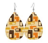 Teardrop Leather Earring Mid-Century Modern Atom Art Drop Leather Earrings Ornament Teardrop Dangle Earrings Fashion For For Birthday Party Anniversary