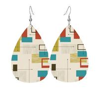 Teardrop Leather Earring Mid-Century Modern Atom Art Tear Drop Earring Trendy Teardrop Dangle Earrings Ornament For Daily Wear For Birthday Wife Birthday