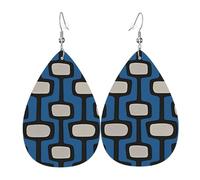 Teardrop Leather Earring Mid Century Modern Atom Pattern Drop Leather Earrings Ornament Teardrop Dangle Earrings Fashion For Daily Wear Anniversary For Birthday