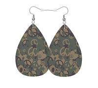 Teardrop Leather Earring Military Camouflage Stylish And Beautiful Ornament Tear Drop Earring For Anniversary Wife Birthday Party