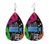Teardrop Leather Earring Movie Theater Cinema Admit One Ticket Drop Leather Earrings Lightweight Teardrop Dangle Earrings Trendy For For Birthday Wife Birthday For Women Girls
