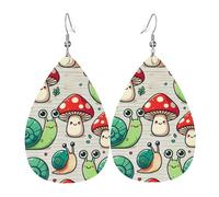 Teardrop Leather Earring Mushroom Snail Lover Ornament Tear Drop Earring Stylish And Beautiful For Anniversary For Birthday Wife Birthday