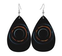 Teardrop Leather Earring Mysterious Cosmic Black Holes Pattern Drop Leather Earrings Lightweight Tear Drop Earring Stylish And Beautiful For Party For Women Girls Daily Wear