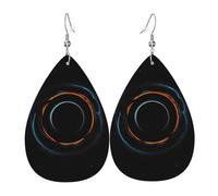 Teardrop Leather Earring Mysterious Cosmic Black Holes Printed Drop Leather Earrings Lightweight Hookearrings Trendy For Party Anniversary Daily Wear