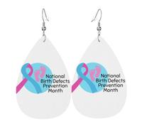 Teardrop Leather Earring National Birth Defects Awareness Month Drop Leather Earrings Women Teardrop Dangle Earrings Ornament For Anniversary For Birthday Wife Birthday