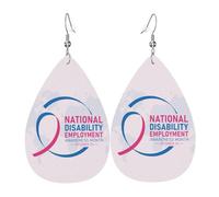 Teardrop Leather Earring National Disability Employment Awareness Month Tear Drop Earring Trendy Drop Leather Earrings Ornament For Party Wife Birthday Anniversary
