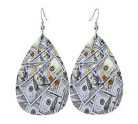 Teardrop Leather Earring One Hundred Dollar Bills Hookearrings Ornament Drop Leather Earrings Stylish And Beautiful For Anniversary For Women Girls Wife Birthday