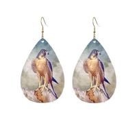 Teardrop Leather Earring Peregrine Falcon Falco Hookearrings Lightweight Tear Drop Earring Trendy For Wife Birthday Party For Birthday