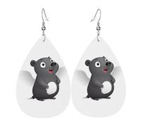 Teardrop Leather Earring Playful Angel Rat Pattern Drop Leather Earrings Trendy Tear Drop Earring Ornament For Anniversary Daily Wear For Women Girls