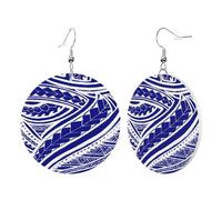 Teardrop Leather Earring Polynesian Tattoo Lightweight Teardrop Dangle Earrings Fashion For Daily Wear Wife Birthday For Birthday