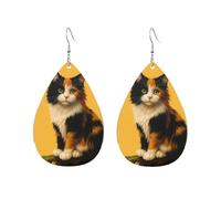 Teardrop Leather Earring Pretty Cat In Autumn Forests Tear Drop Earring Lightweight Hookearrings Fashion For Anniversary Daily Wear 2 Pairs