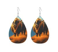 Teardrop Leather Earring Pretty Yak And Snowy Mountains Tear Drop Earring Ornament Teardrop Dangle Earrings Fashion For Anniversary Daily Wear 2 Pairs