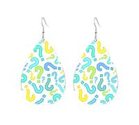 Teardrop Leather Earring Question Marks Seamless Pattern Drop Leather Earrings Ornament Tear Drop Earring Lightweight For Wife Birthday Anniversary For Birthday