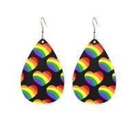 Teardrop Leather Earring Rainbow Hearts Gay Lgbt Tear Drop Earring Women Hookearrings Lightweight For Daily Wear Anniversary Party