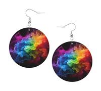 Teardrop Leather Earring Rainbow Smoke Print Lightweight Hookearrings Trendy For Daily Wear Anniversary Party