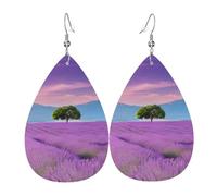 Teardrop Leather Earring Romantic Purple Lavender Drop Leather Earrings Lightweight Teardrop Dangle Earrings Trendy For Party For Birthday For Women Girls