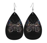 Teardrop Leather Earring Science Butterfly Printed Tear Drop Earring Fashion Drop Leather Earrings Trendy For Daily Wear For Women Girls Party