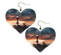 Teardrop Leather Earring Seaside Lighthouse Heart Tear Drop Earring Trendy Teardrop Dangle Earrings Fashion For Wife Birthday For Birthday Anniversary
