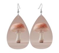Teardrop Leather Earring Shy Mushroom Pattern Drop Leather Earrings Fashion Tear Drop Earring Lightweight For Anniversary Wife Birthday For Women Girls