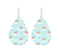 Teardrop Leather Earring Sleepy Sloths & Star Drop Leather Earrings Ornament Teardrop Dangle Earrings Lightweight For Party Women Girls 2 Pairs