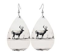 Teardrop Leather Earring Standing Antelope Pattern Tear Drop Earring Stylish And Beautiful Drop Leather Earrings Ornament For Anniversary Party For Women Girls