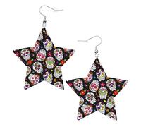 Teardrop Leather Earring Star Dead Sugar Skull Tear Drop Earring Trendy Drop Leather Earrings Stylish And Beautiful For Women Girls Birthday Daily Wear