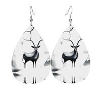 Teardrop Leather Earring Strange Antelope Pattern Drop Leather Earrings Trendy Teardrop Dangle Earrings Fashion For Women Girls For Birthday Wife Birthday