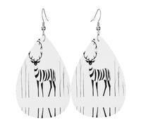 Teardrop Leather Earring Strange Deer Pattern Drop Leather Earrings Women Teardrop Dangle Earrings Lightweight For Party Anniversary For Birthday