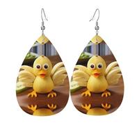 Teardrop Leather Earring Strange Ducks Pattern Tear Drop Earring Ornament Hookearrings Stylish And Beautiful For Party Wife Birthday For Women Girls