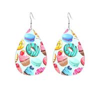 Teardrop Leather Earring Sweets Cupcake Donut Cake Hookearrings Lightweight Teardrop Dangle Earrings Stylish And Beautiful For Wife Birthday For Birthday Daily Wear