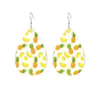 Teardrop Leather Earring Tasty Pineapple Teardrop Dangle Earrings Lightweight Hookearrings Women For Party Daily Wear 2 Pairs
