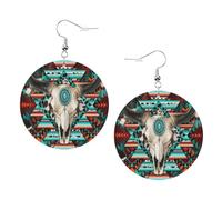 Teardrop Leather Earring Texas Native Medicine Wheel Skull Tear Drop Earring Fashion Teardrop Dangle Earrings Stylish And Beautiful For Wife Birthday Party For Women Girls