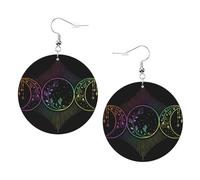 Teardrop Leather Earring The Triple Moon Goddess Wiccan Pentagram Symbol Hookearrings Ornament Drop Leather Earrings Stylish And Beautiful For Daily Wear For Women Girls For Birthday